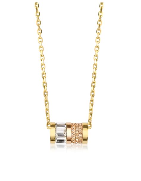 michael kors pave barrel necklace|michael kors collection brilliance pave barrel pendant necklace .